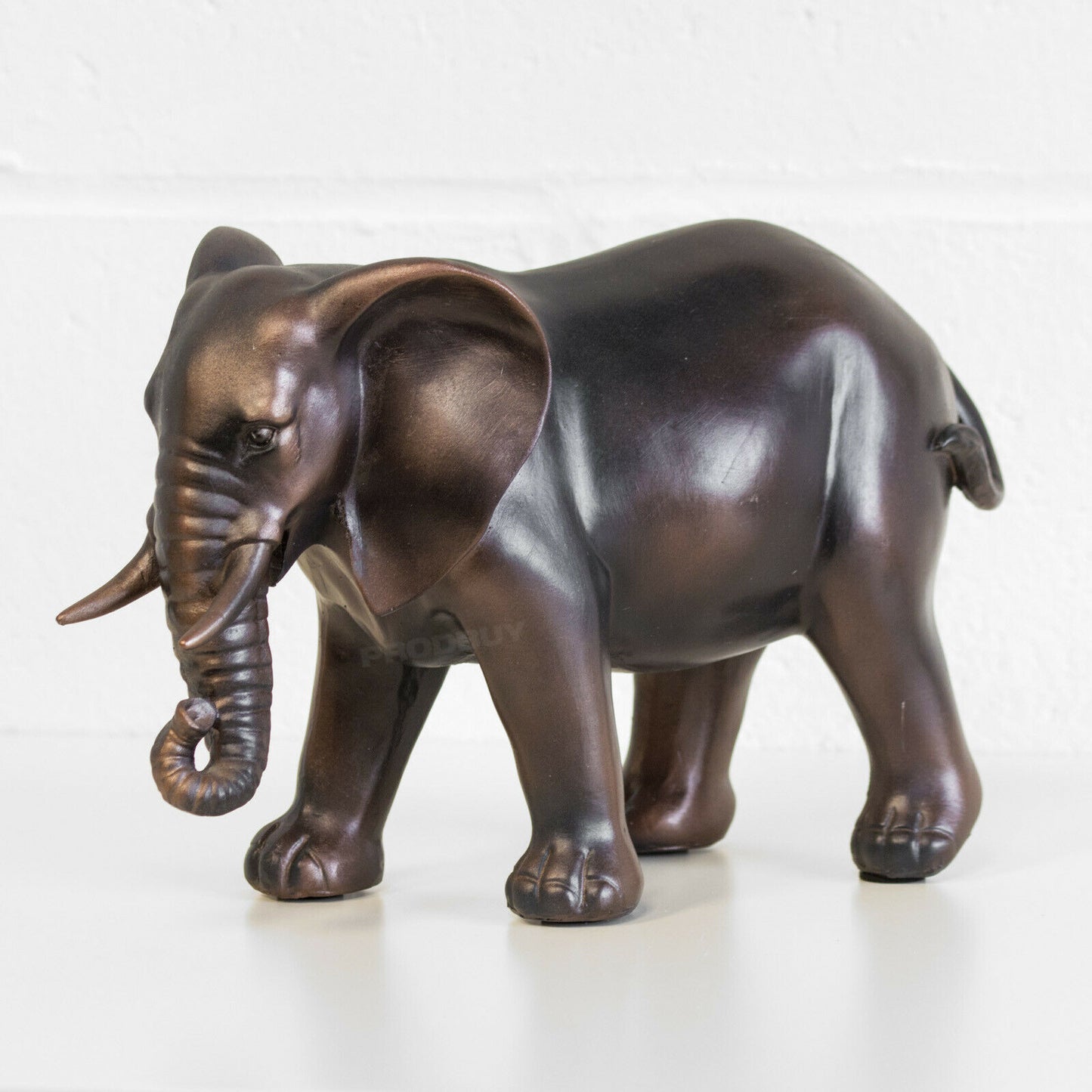 Wild Elephant Ornament Standing 30cm Bronzed Resin