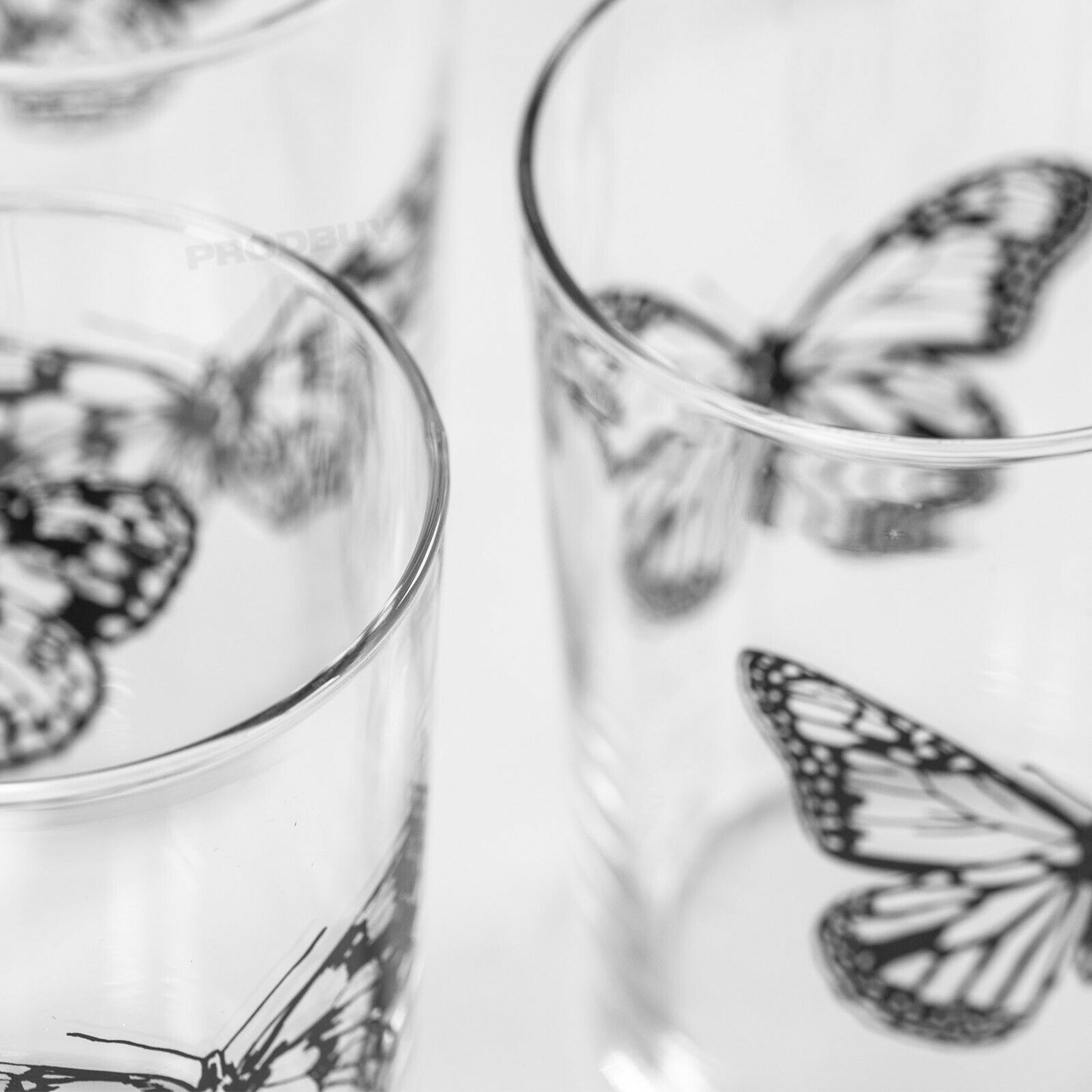 Set of 4 Butterfly Glass High Ball Tumblers Large 520ml