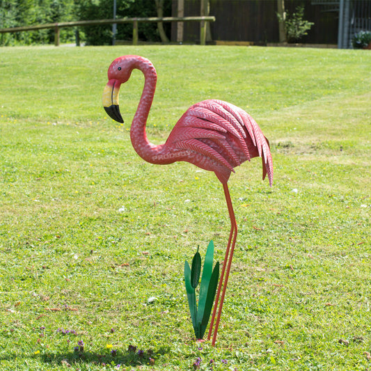 Metal Pink Flamingo Outdoor 72.5cm Garden Ornament