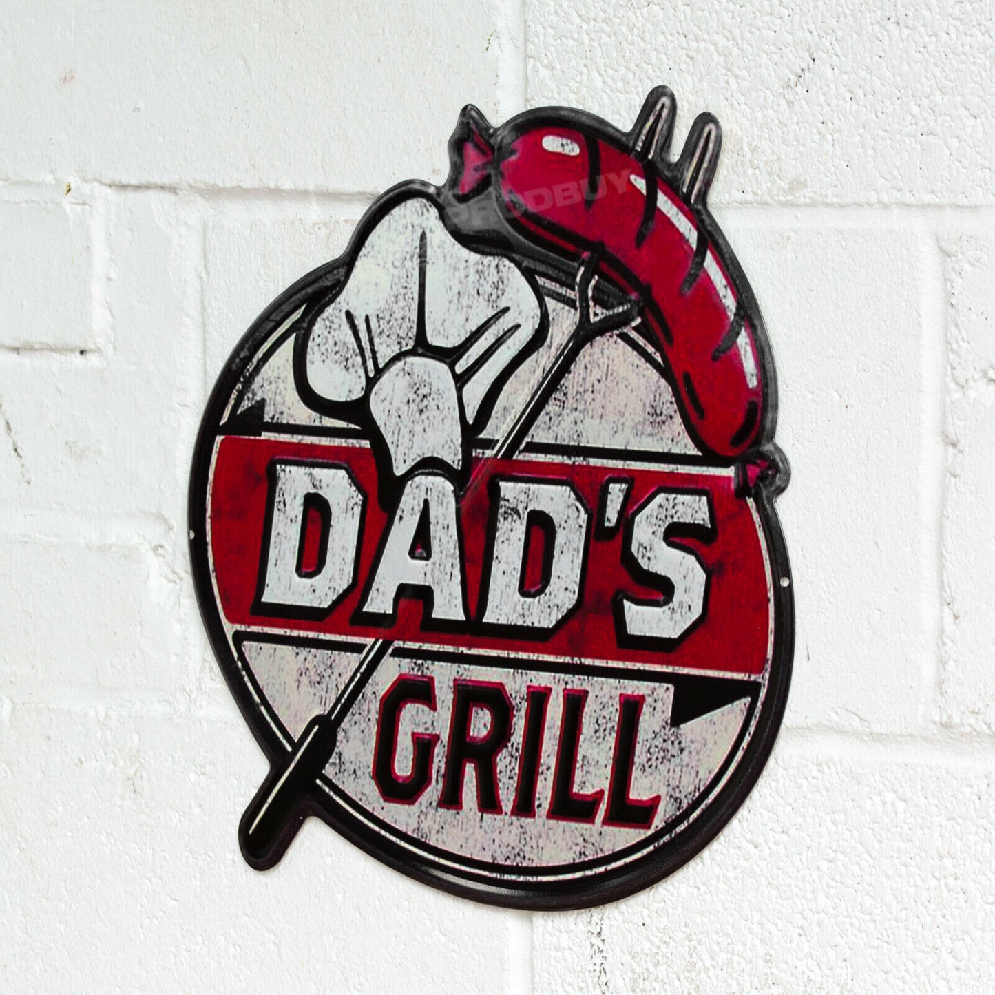 'Dad's Grill' Large 38cm Metal Wall Sign