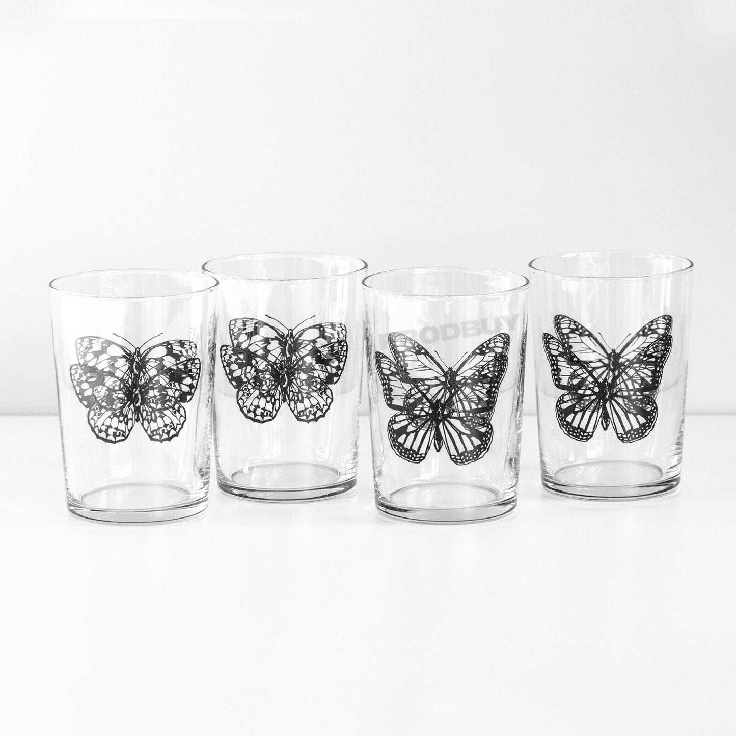 Set of 4 Butterfly Glass High Ball Tumblers Large 520ml