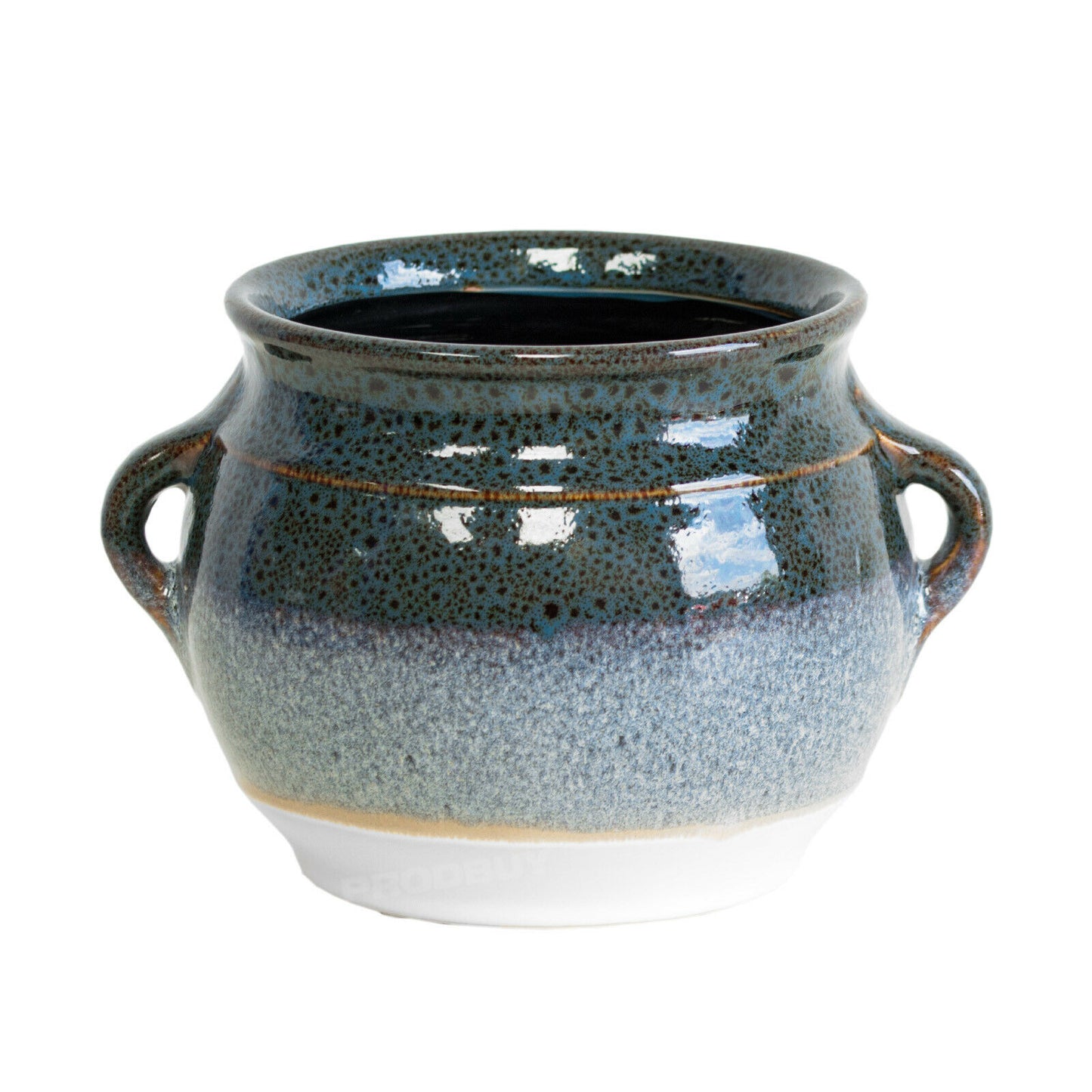 Blue Glazed Ceramic Indoor Small 12cm Round Plant