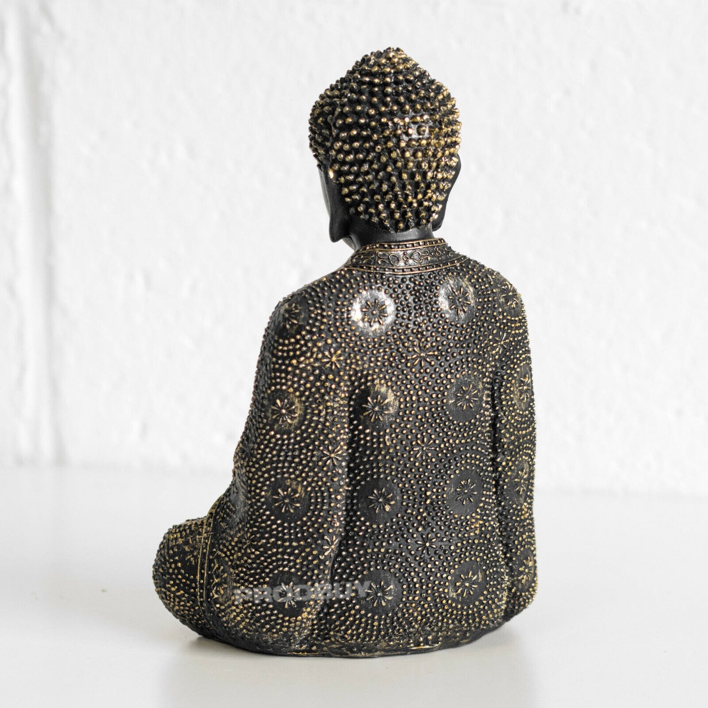 Black & Gold Sitting Buddha Ornament Scuplture