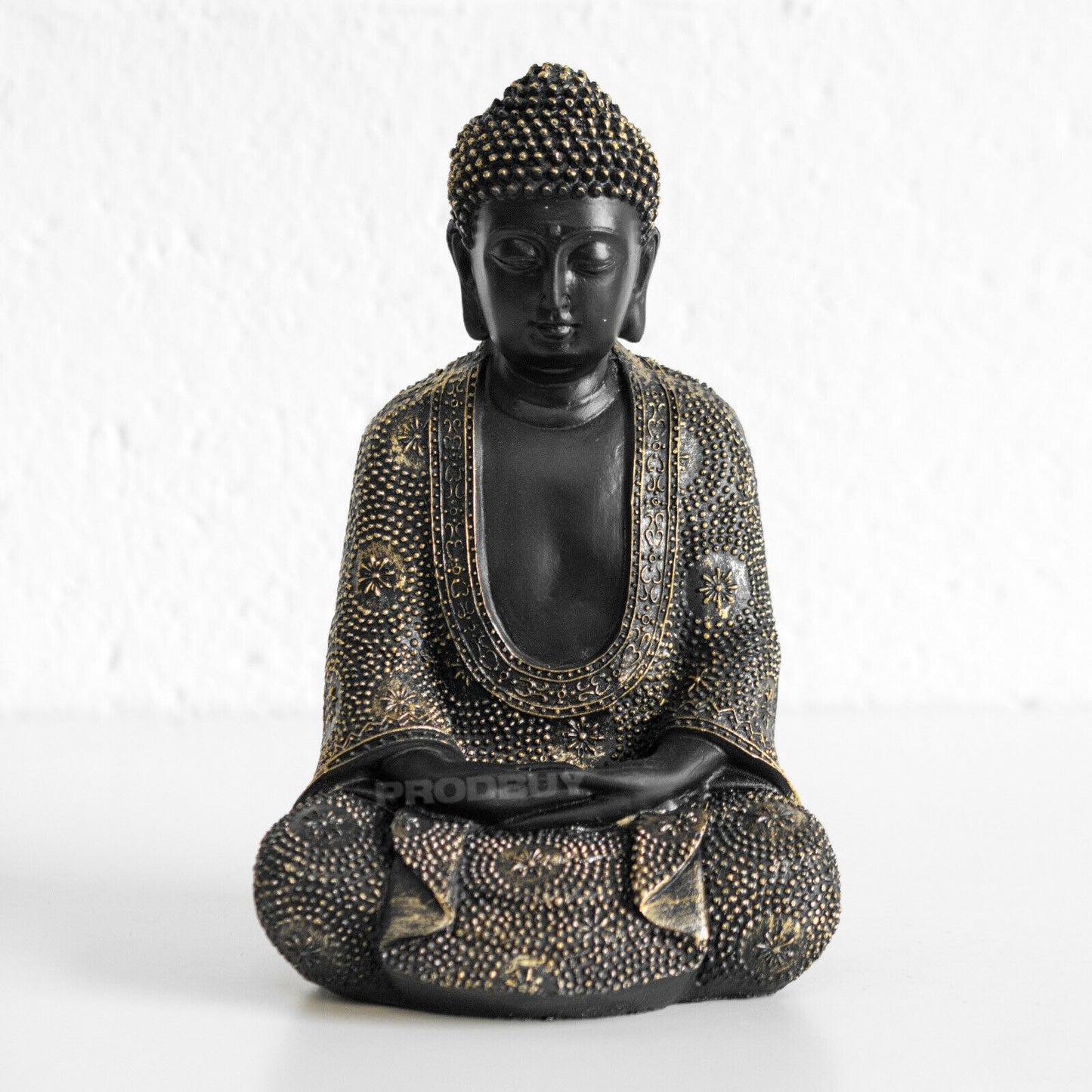 Black & Gold Sitting Buddha Ornament Scuplture