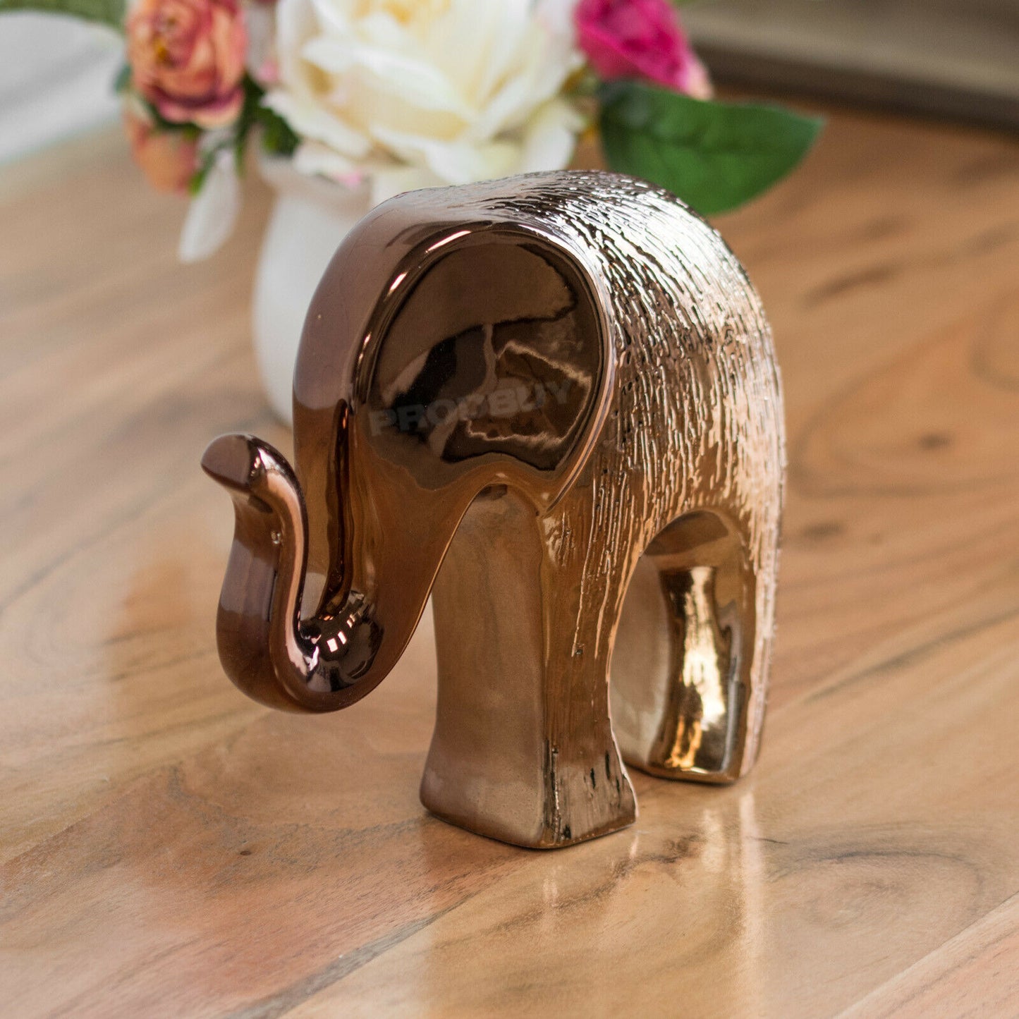 Copper Ceramic Elephant 15cm Ornament