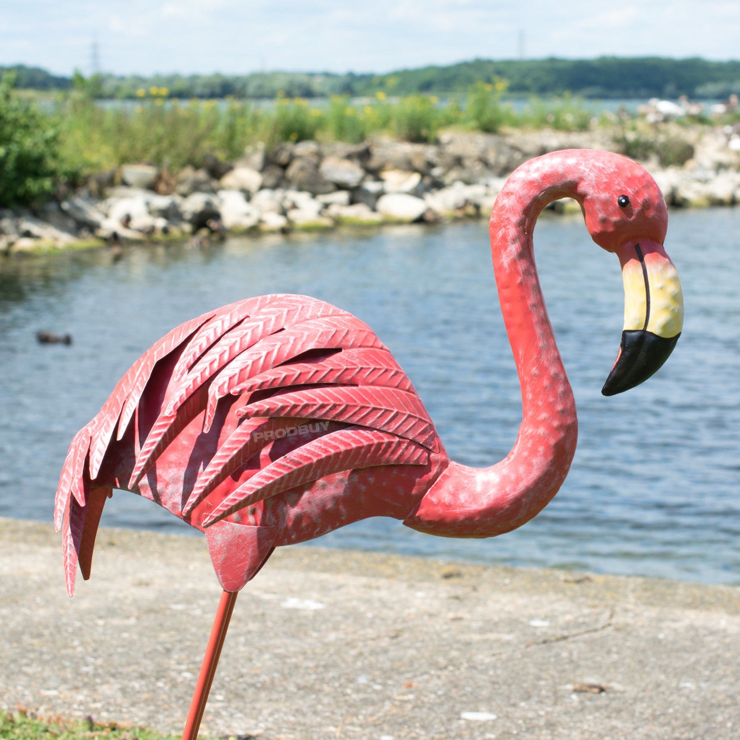 Metal Pink Flamingo Outdoor 72.5cm Garden Ornament