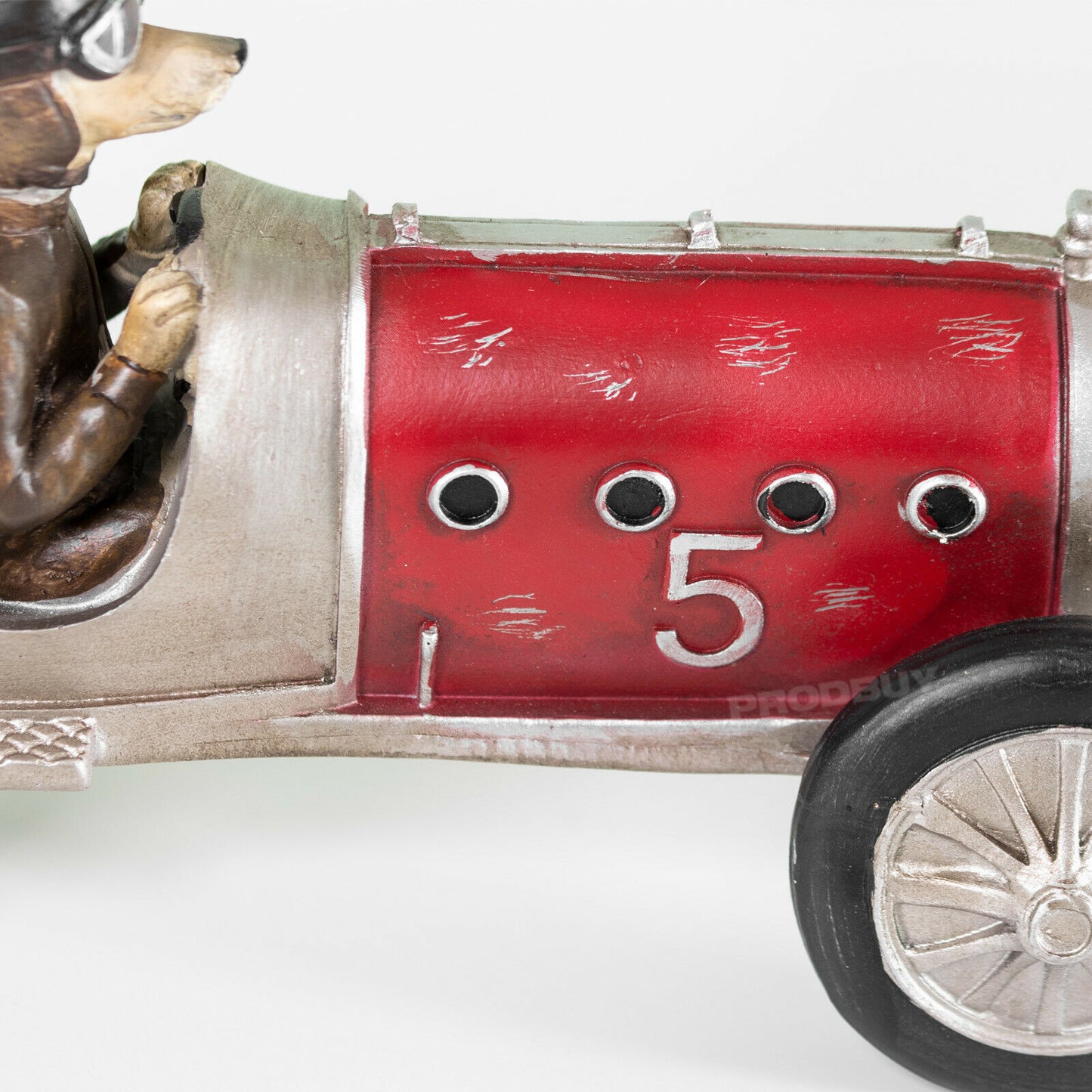 Dog In Retro Racing Car 29.5cm Resin Ornament