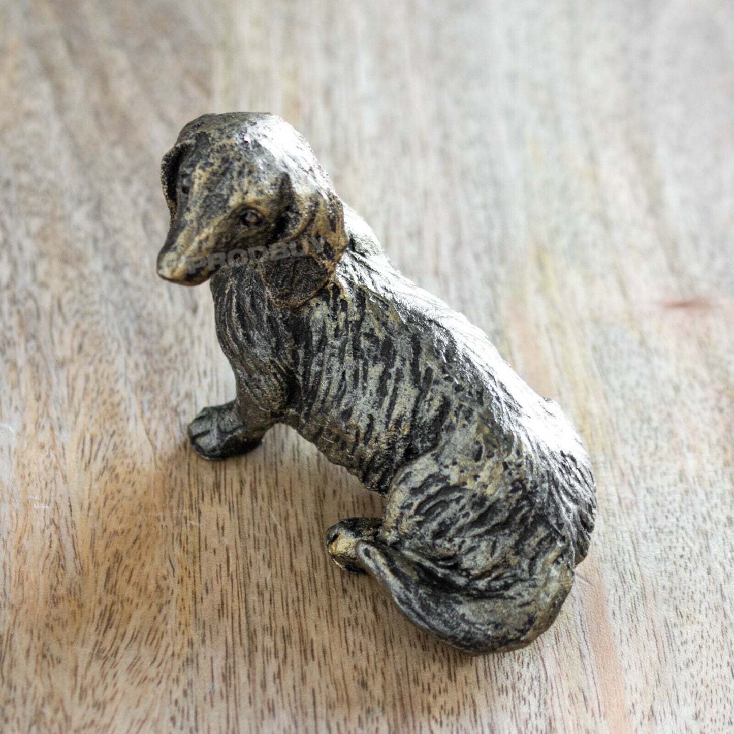 Small 7cm Sitting Dachshund Ornament Aged Bronze Appearance