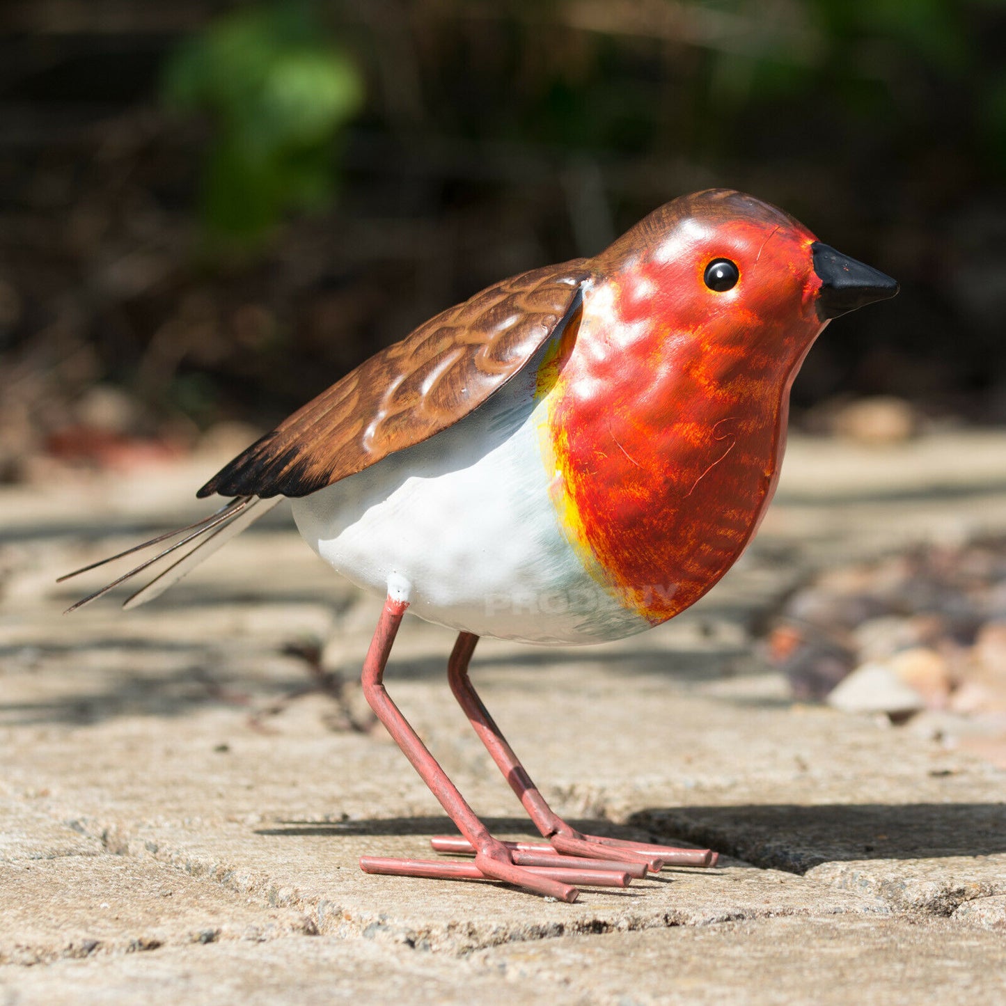 Small 16cm Metal Robin Garden Bird Ornament