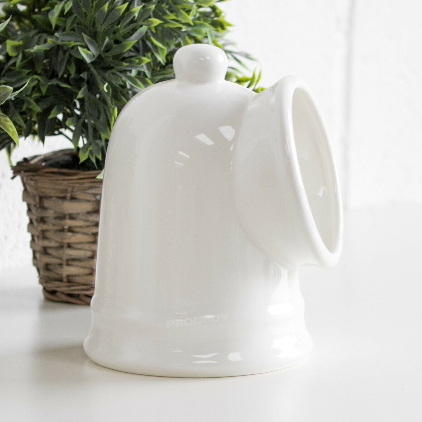 Large White Porcelain Salt Pig Kitchen Storage