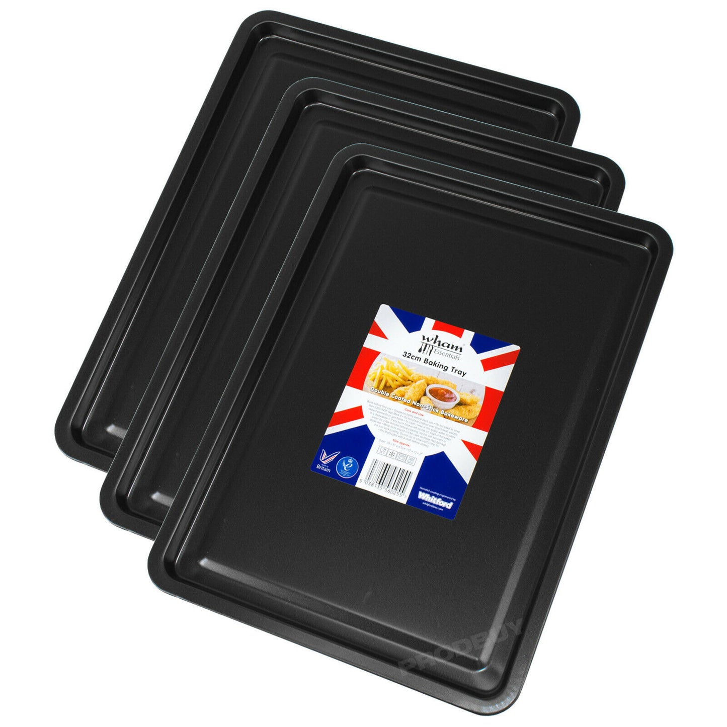 Set of 3 Non Stick 32cm Oven Baking Trays