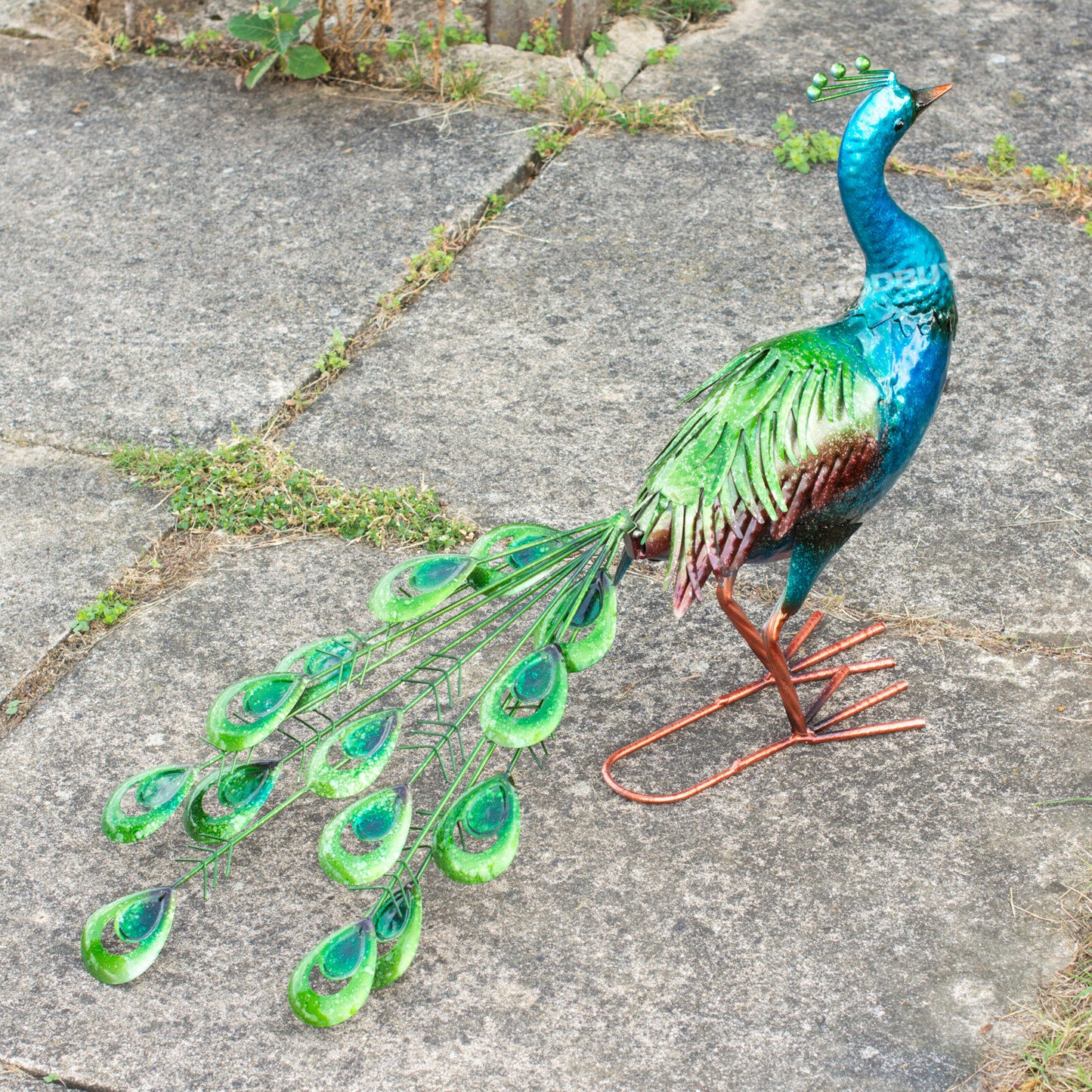 Large Exotic Peacock Metal Garden Ornament