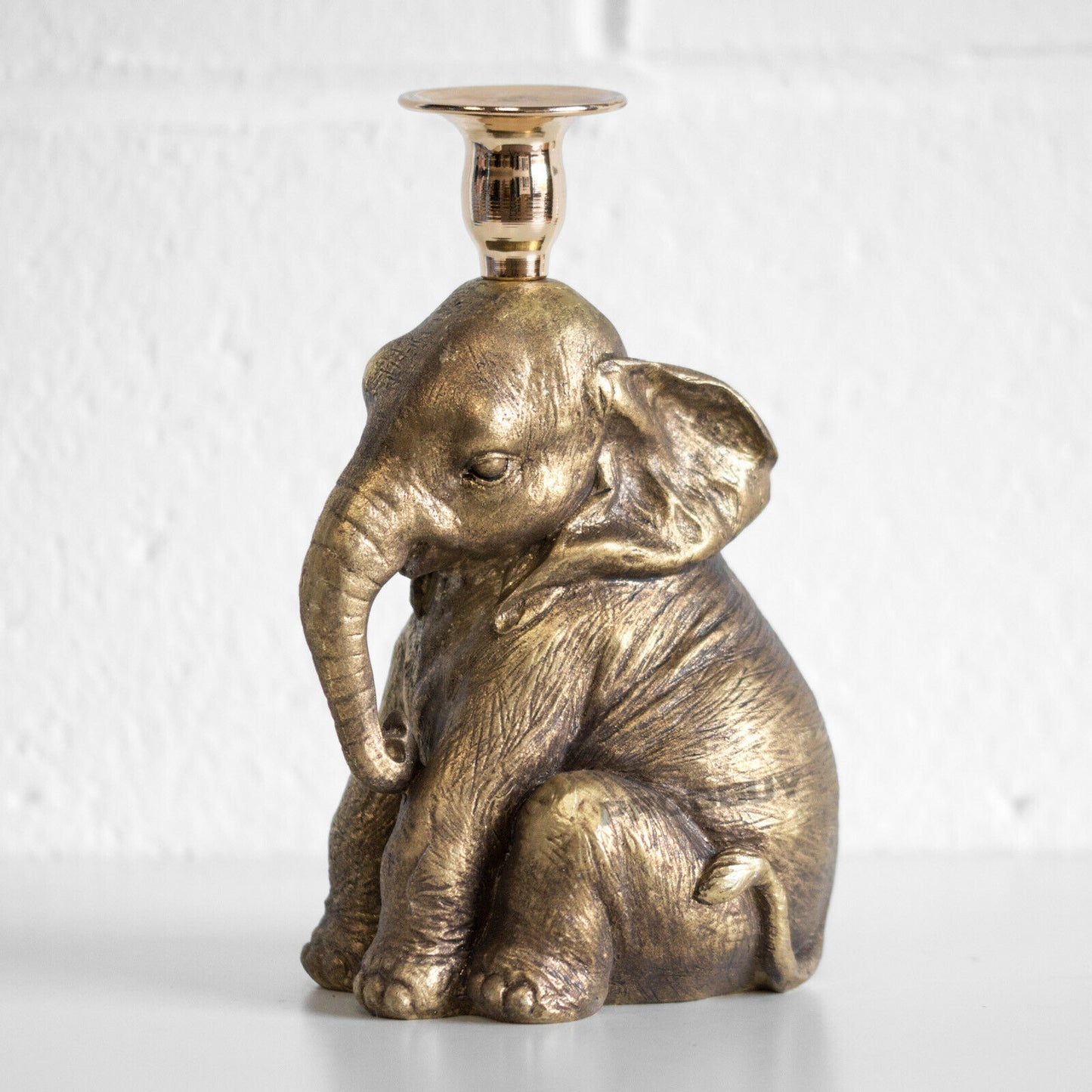 Sitting Elephant Candle Holder 8" Tall