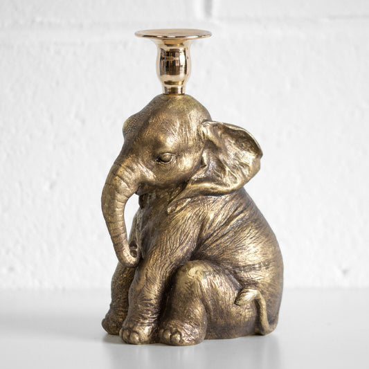 Sitting Elephant Candle Holder 8" Tall