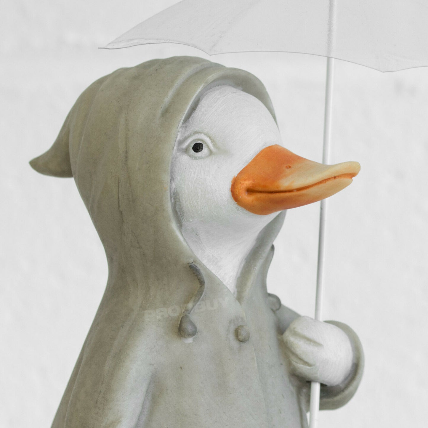 Set of 2 Ducks in Black Boots with Raincoats Umbrellas & Wellies