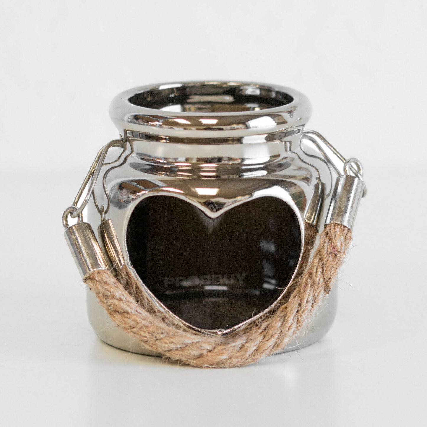 Heart Ceramic Tealight Candle Holder with Rope Handle