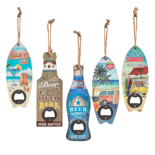 Surfboard Wall Mounted Wooden Beer Bottle Cap Opener