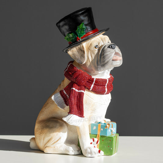 Christmas Dog Ornament with Scarf & Top Hat