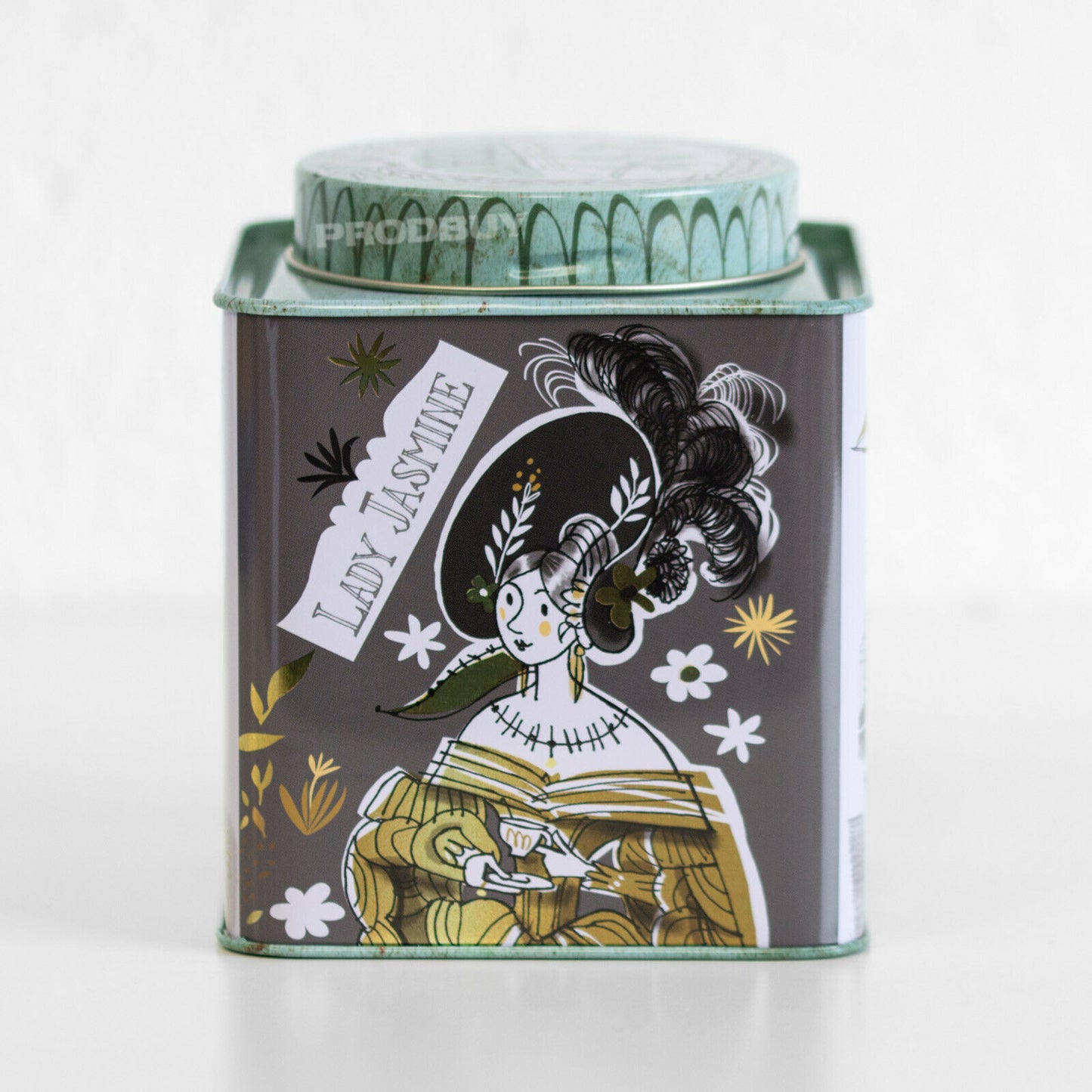 Georgian Themed Metal Tea Caddy Storage Tin