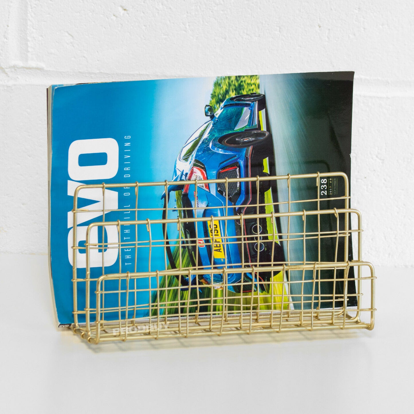 Gold Wire Letter Rack 3 Compartment