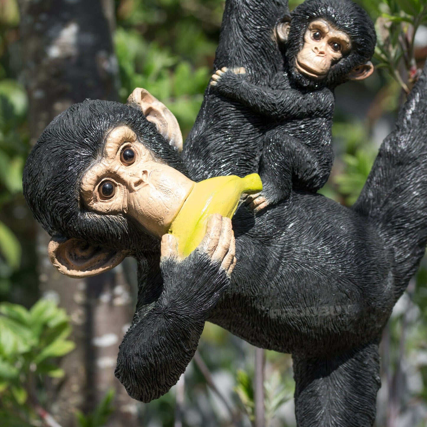 Rope Hanging Black Monkey With Baby Garden Tree Ornament