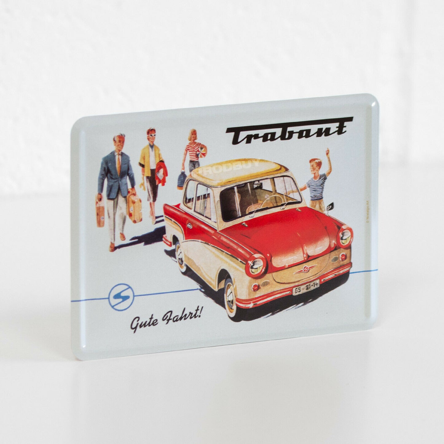 Small Retro Trabant Car 14cm Metal Wall Sign