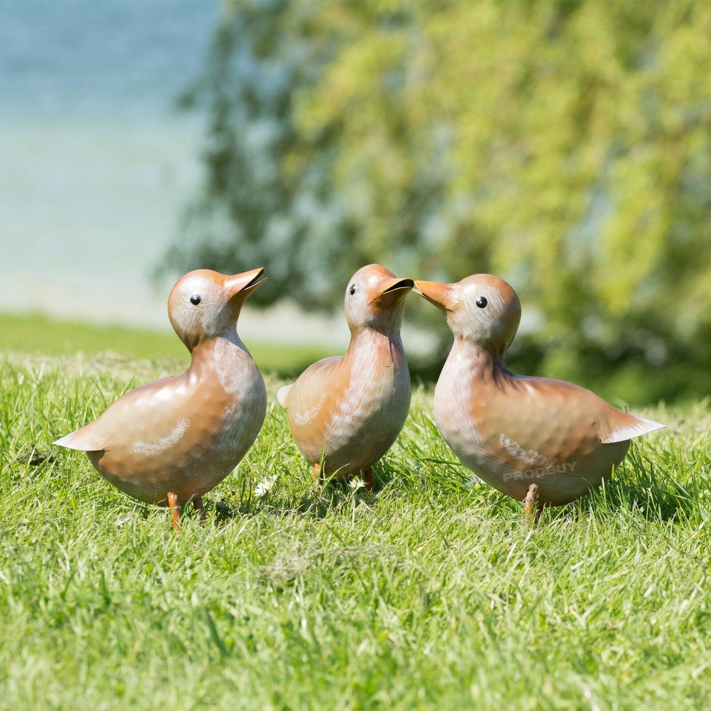 Set of 3 Metal Baby Ducklings 17cm Garden Ornaments