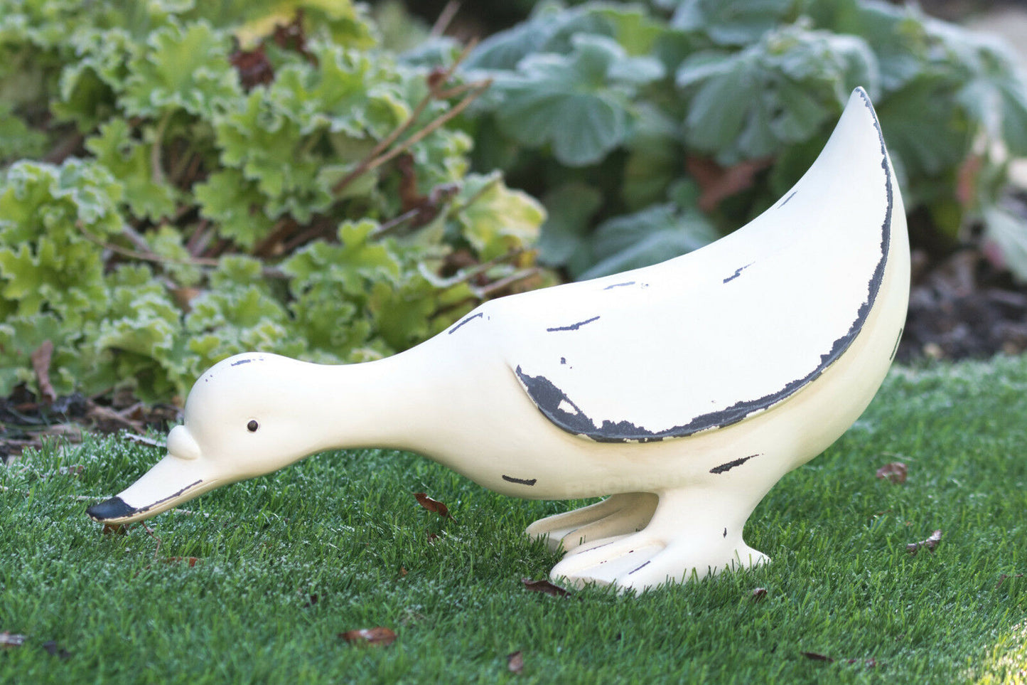 White Drinking Garden Duck Ornament