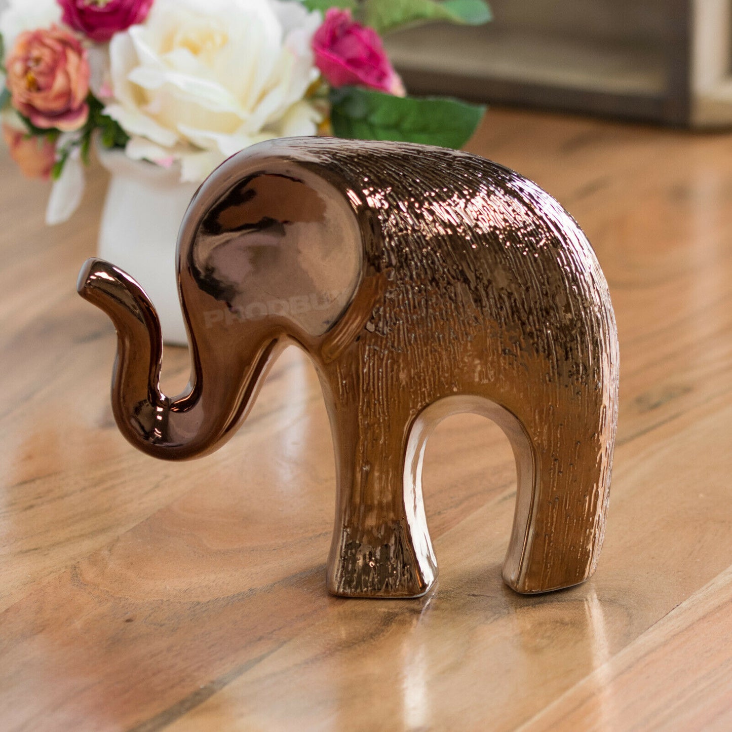 Copper Ceramic Elephant 15cm Ornament