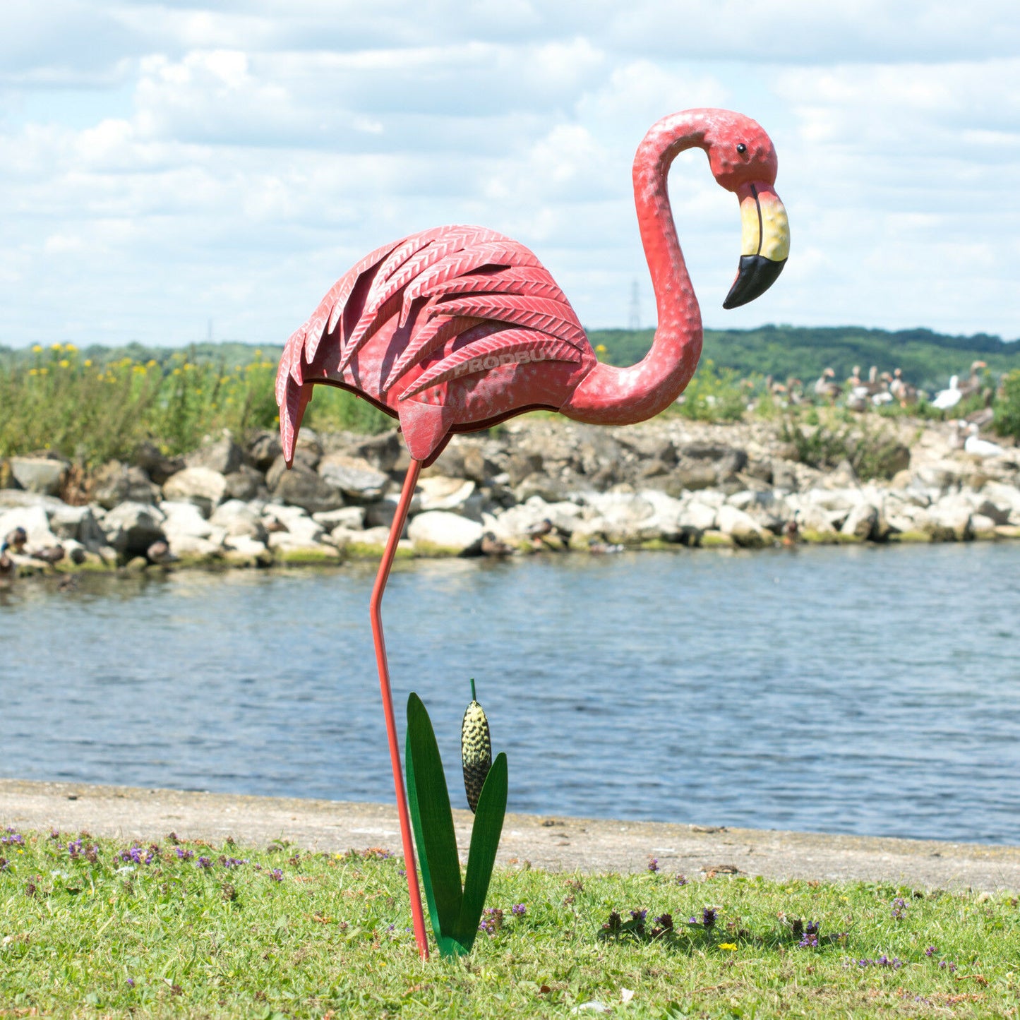 Metal Pink Flamingo Outdoor 72.5cm Garden Ornament