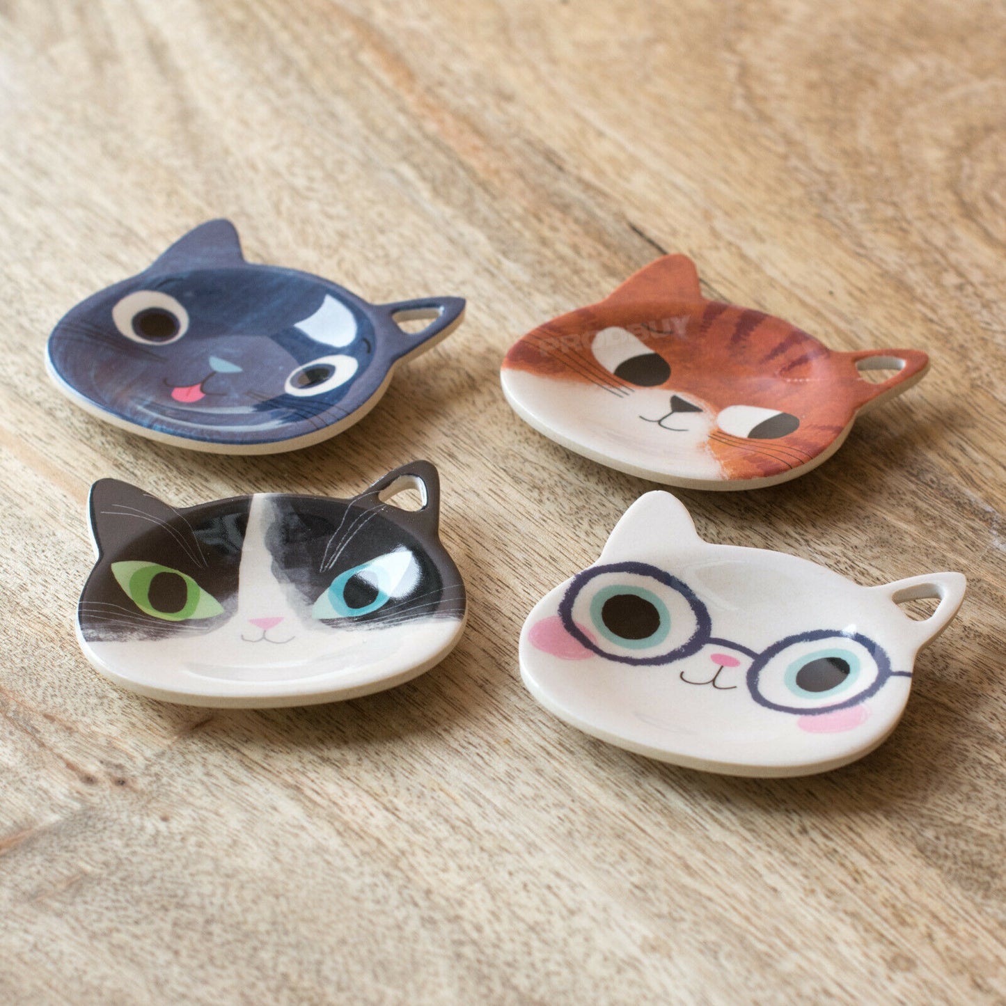 Melamine Plastic Cat Kitten Shaped Tea Bag Holder Storage Teabag Rest Tidy Spoon