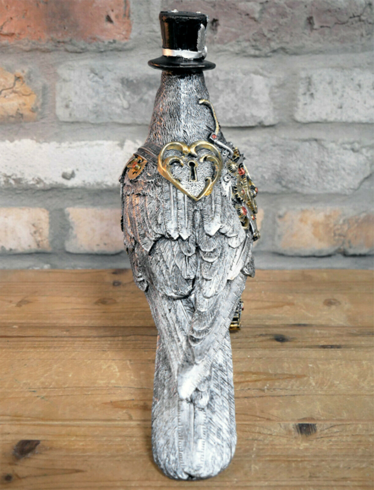 Steampunk Bird Ornament Freestanding Industrial Style Crow With Top Hat