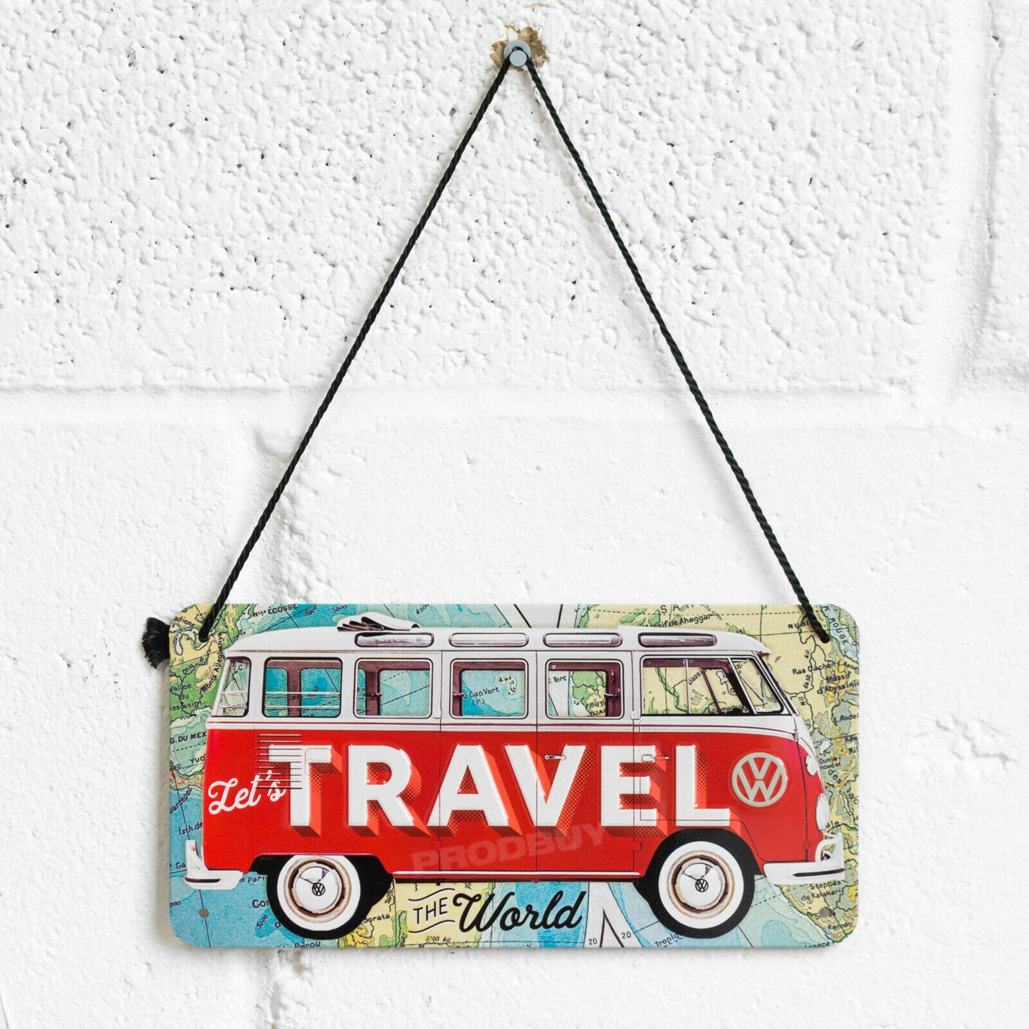'Let's Travel The World' 20cm Hanging Metal Wall Sign