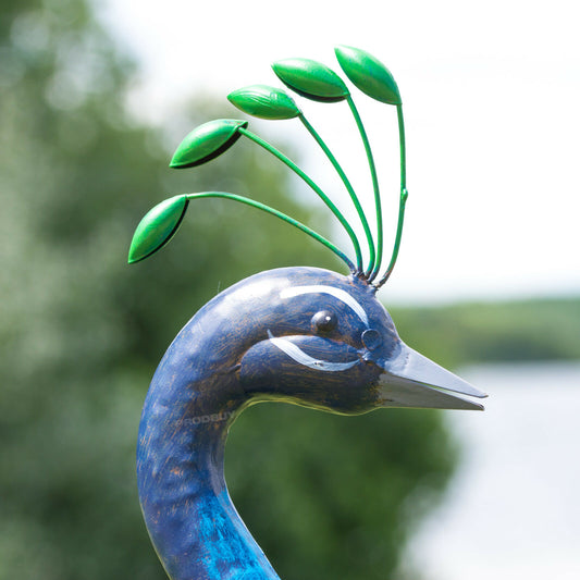Large 100cm Blue Peacock Metal Garden Ornament