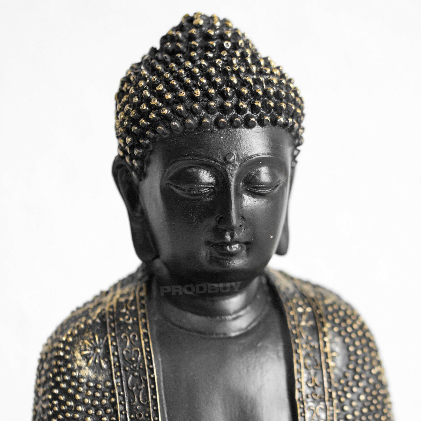 Black & Gold Sitting Buddha Ornament Scuplture