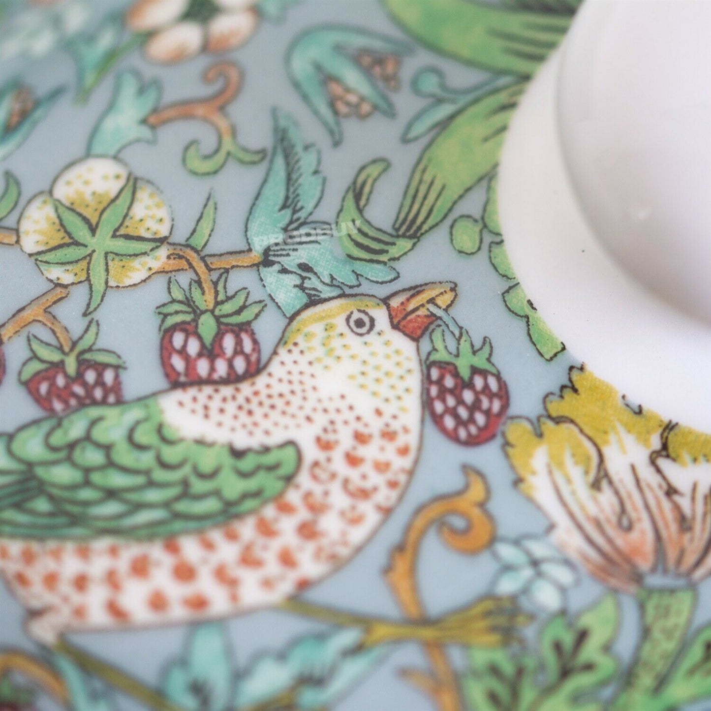 William Morris Teal Strawberry Thief Butter Dish