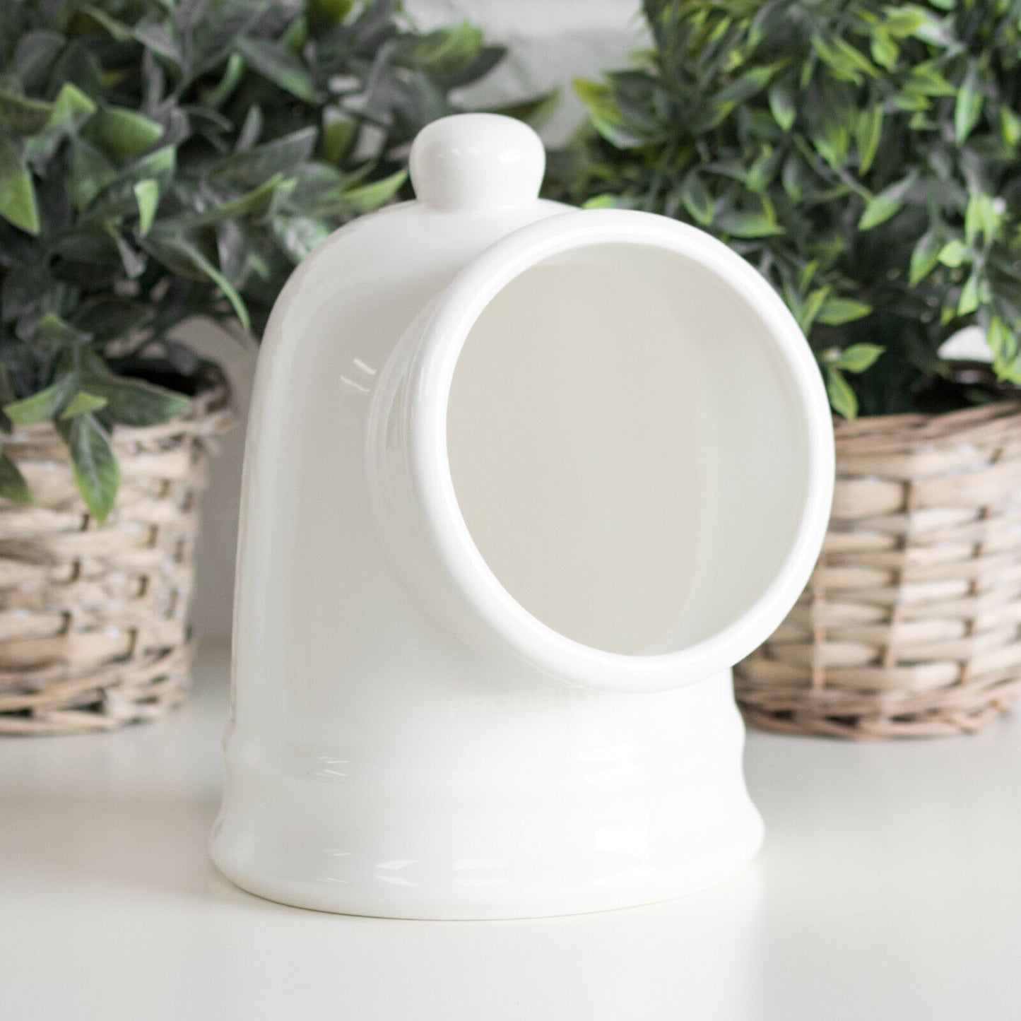 Large White Porcelain Salt Pig Kitchen Storage
