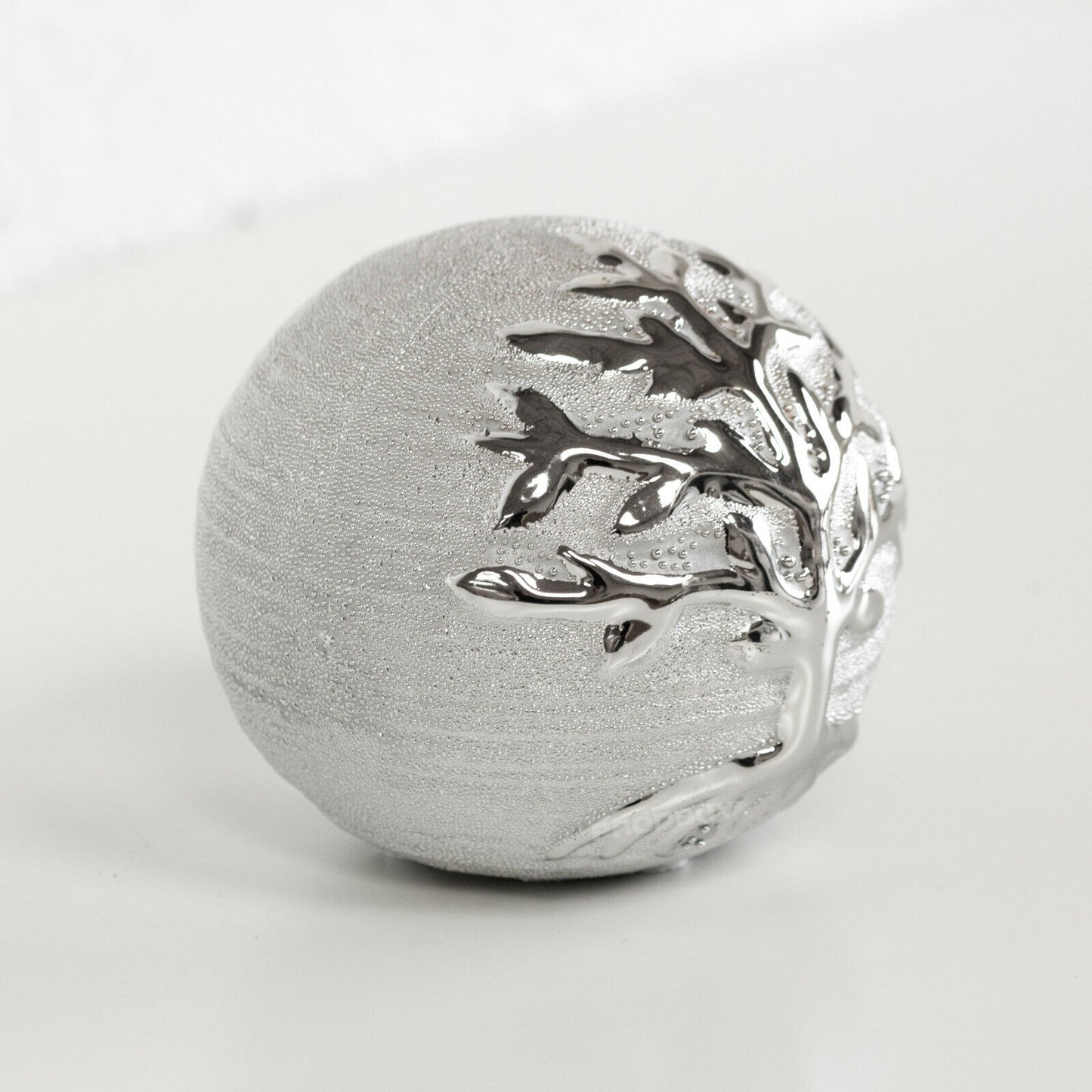 Set of 3 Silver Ornamental Tree Of Life Deco Balls