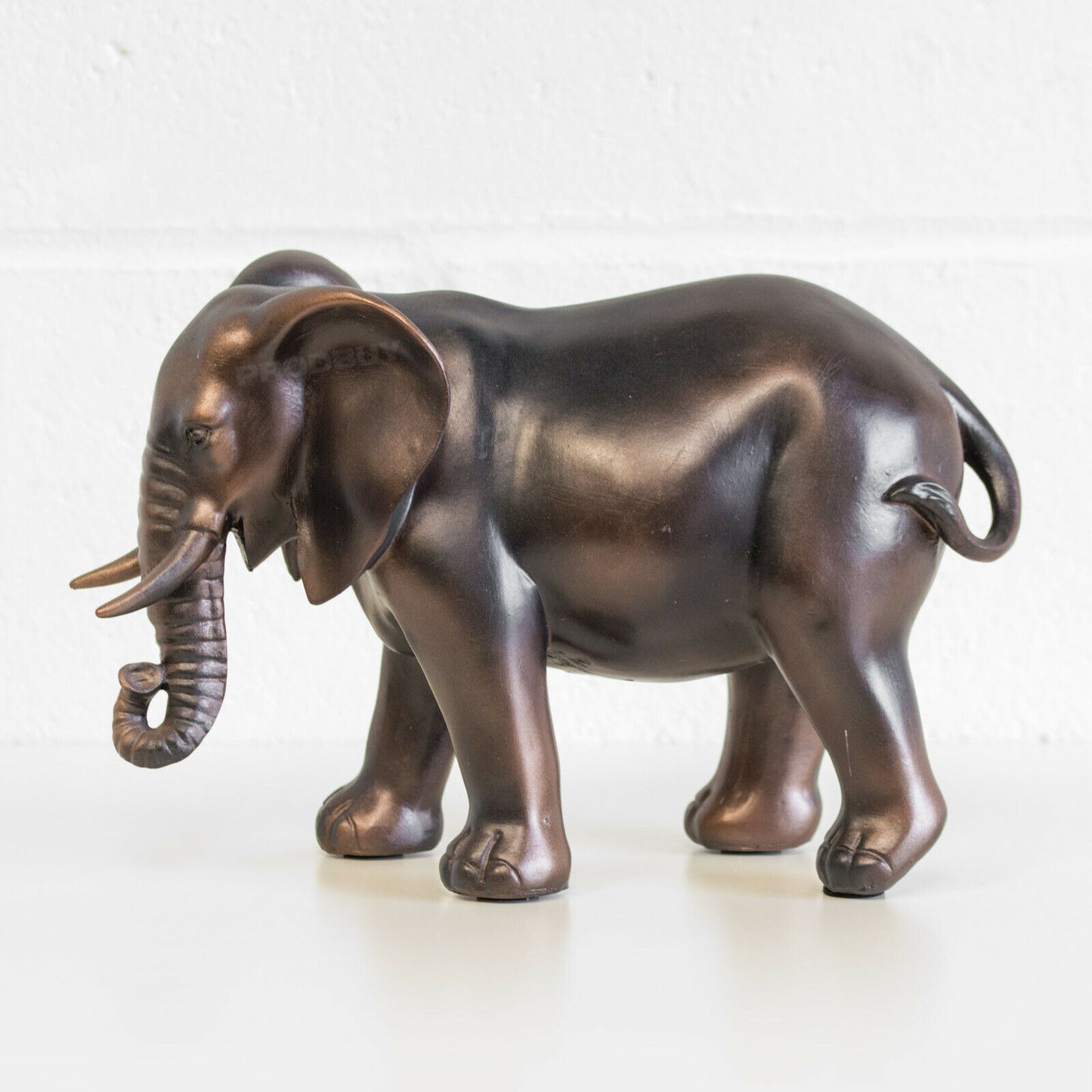 Wild Elephant Ornament Standing 30cm Bronzed Resin