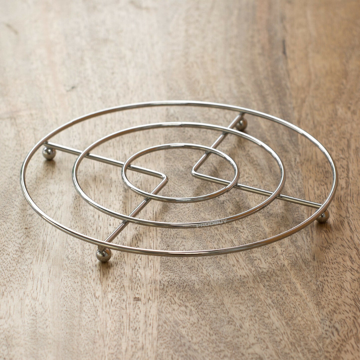 Silver Metal Round Kitchen Trivet 17cm