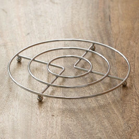 Silver Metal Round Kitchen Trivet 17cm