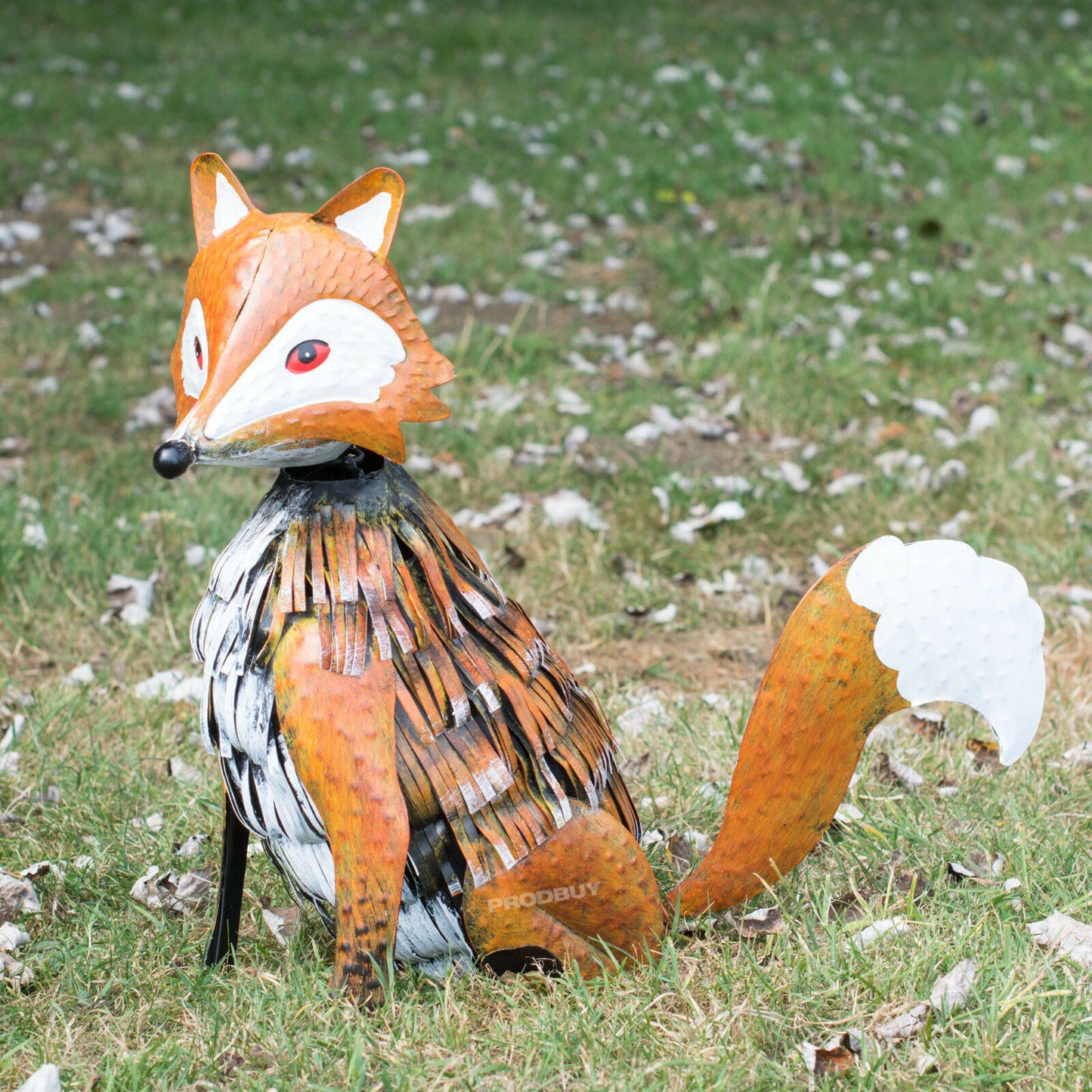 Large Metal Nodding Fox Garden Ornament
