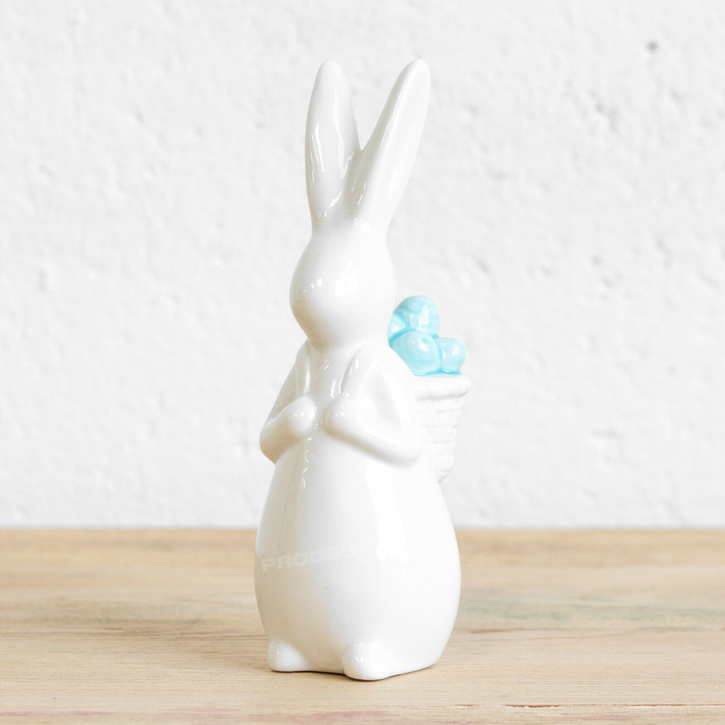 White Porcelain Rabbit with Blue Eggs 18cm Ornament