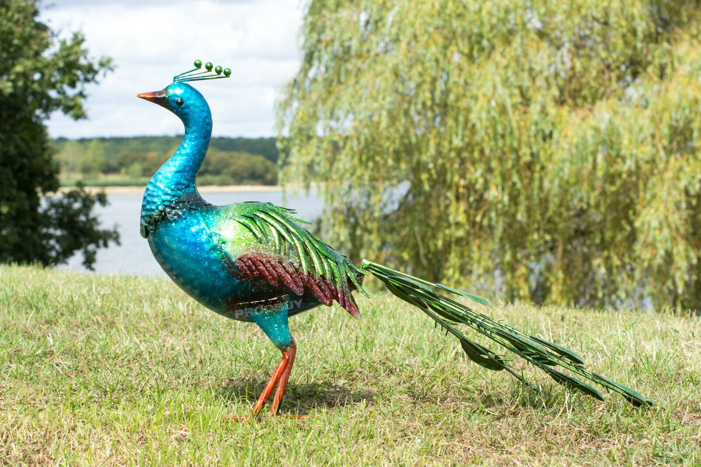 Large Exotic Peacock Metal Garden Ornament