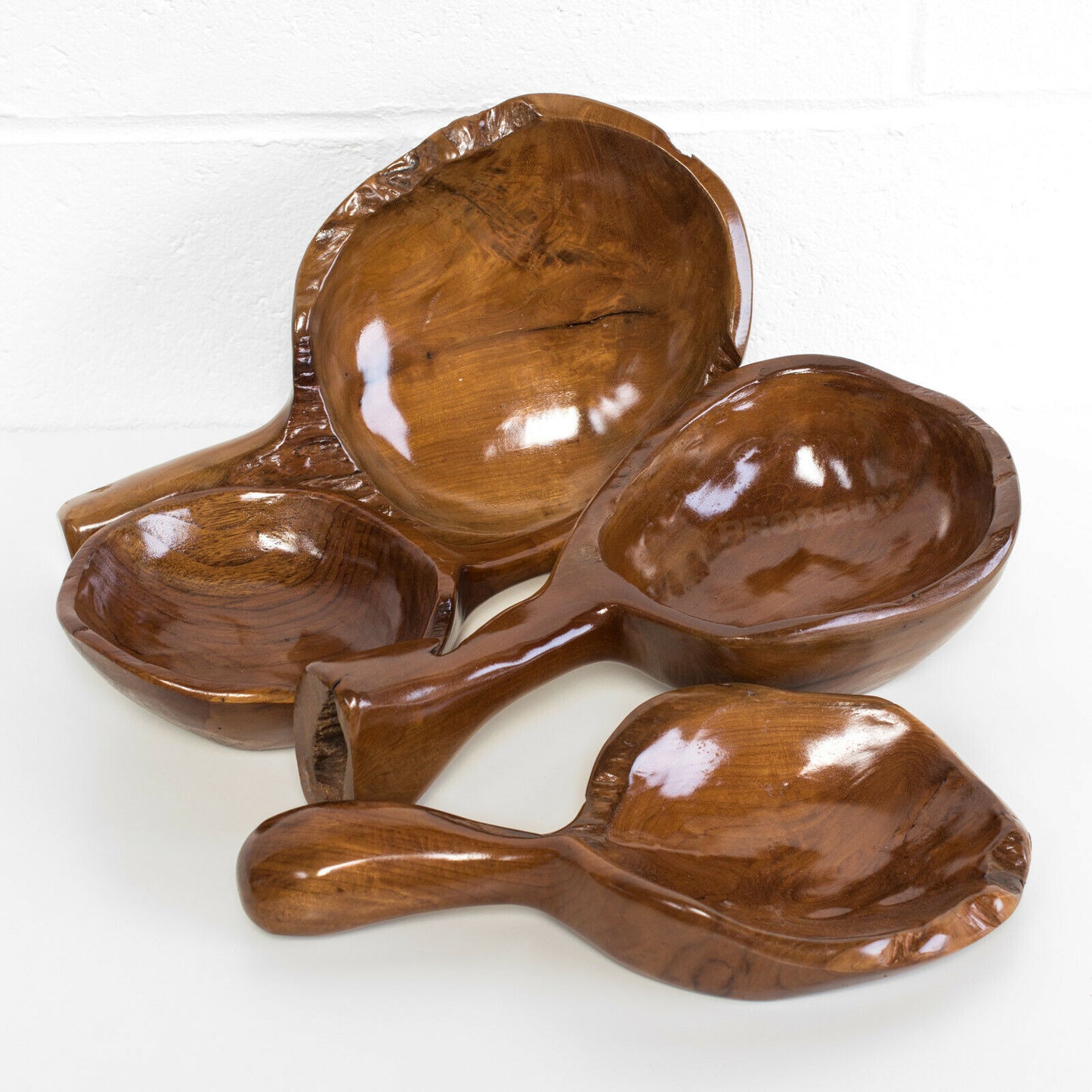Small Teak Wooden Fruit Bowl with Handle