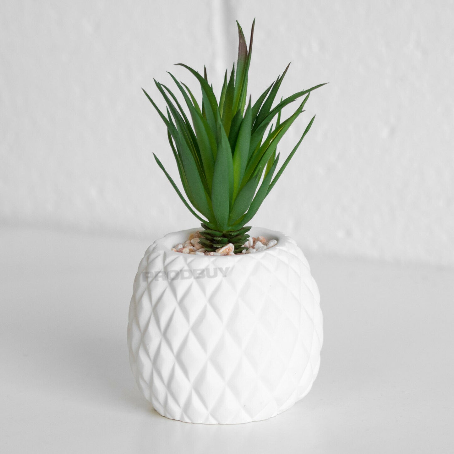 Artificial Succulent In White Ceramic Pineapple Pot