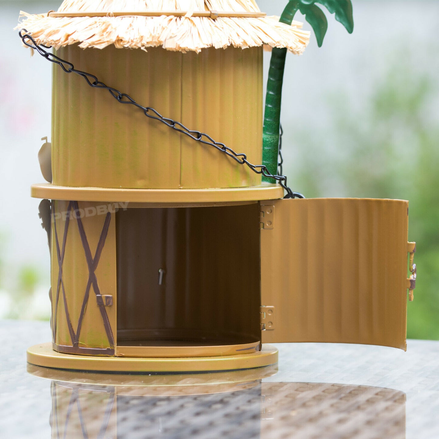 Aloha Tiki Bar Hanging Metal Garden Bird House