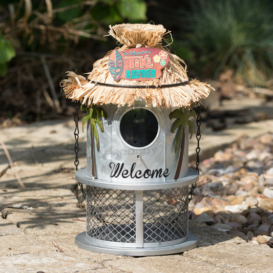 'Tiki Lounge' Hanging Metal Bird Feeder Nesting Box