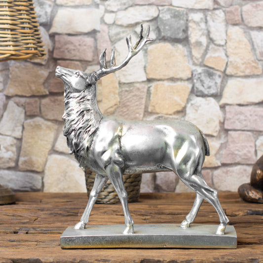 Large 39cm Silver Deer Stag Reindeer Ornament