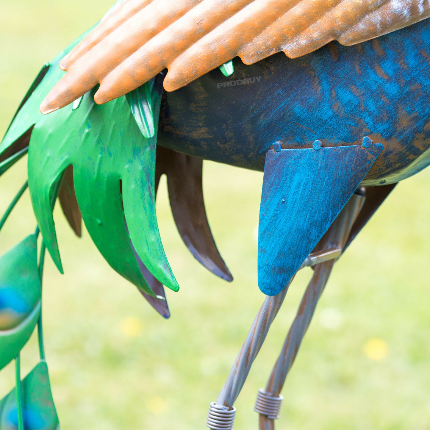 Large 100cm Blue Peacock Metal Garden Ornament